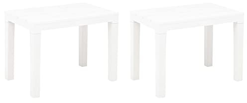 Zeehear Gartenbänke 2er Set, Weiß Kunststoff, 60x38,5x45 cm, wetterfest, Holzoptik, leicht zu reinigen, für Garten, Terrasse, Veranda, Balkon, robuste Outdoor Bänke