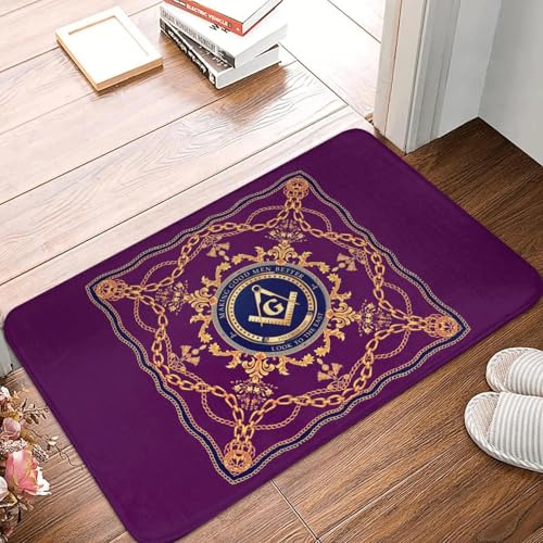 EAEQKOUC 3D Freimaurer Barock Design Fußmatte Anti-Rutsch Freimaurer Freimaurer Küche Badezimmer Garage Teppich Teppich -60x90cm