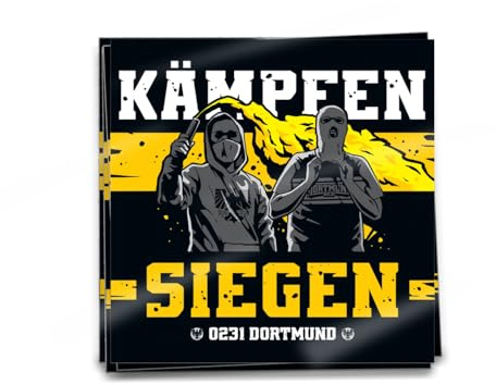 KNOW-MORE-STYLEZ Aufkleber 0231 Dortmund 50 Stück im Set diverse Motive (10 x 10cm, 0231 Dortmund Kleber - Kämpfen und Siegen)