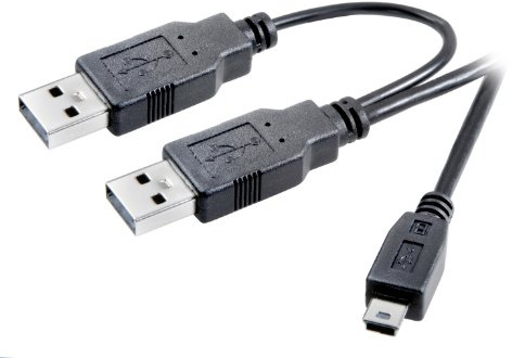 Vivanco USB 2.0 Y-Verbindungskabel für Datenübertragung und Stromversorgung externer Festplatten mit mini USB Anschluss, 1,0m