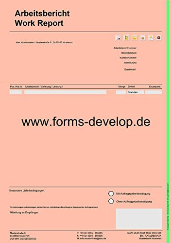 Arbeitsberichte, Rapportzettel, Leistungsnachweis, PDF A4-H Standard