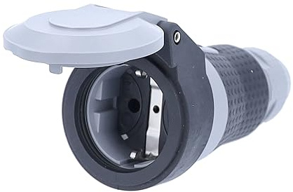 as - Schwabe SCHUKOultra Pro Kupplung, grau/schwarz, IP54, 62242 | extrem robust, griffig, Klappdeckel und Spannungsanzeige, für Baustellen, für Leitungen max. 3x2,5mm², 230V, 16A