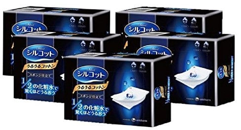 Unicharm Silcot Uruuru Sponge Facial Cotton 40 Sheets 5 Packs by Unicharm