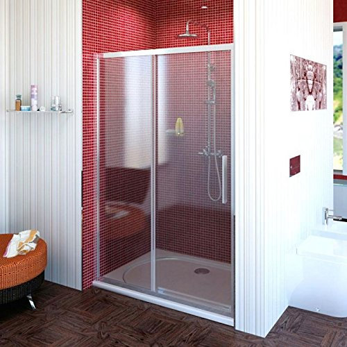 Porte coulissante nische 120 cm L, porte en verre 120 x 200 cm (BxH), porte coulissante douche 120 cm, 2 pièces, ESG 6 mm clair avec antidrop de beschich faire