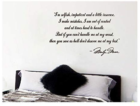 homemay PVC Wandtattoo Aufkleber Englisches Sprichwort Marilyn Monroe I & #; mwallpaper91.5 cm x46 cm, schwarz, 91.5cm x46cm