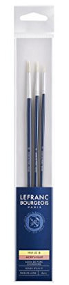 Lefranc Bourgeois Set de 3 Pinceaux en Soie de Porc Ronds n°2/6/10 Manche Long
