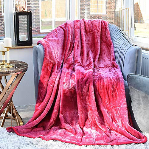 Evelyn Living® Couvre-lit en polaire douce et chaude Pour lit ou canapé Fausse fourrure De luxe, rose foncé, King