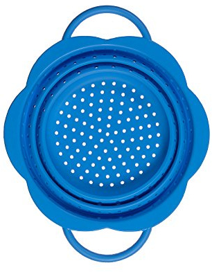 Kochblume Faltsieb S | Premium-Silikon | Hitzebeständig | Spülmaschinenfest | Platzsparend | Farbe: blau