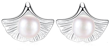 Helen de Lete Ginkgo Blatt auf Perle 925 Sterling-Silber Schmuck Set (Ohrring)