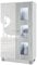 Vladon Vitrine Denjo, Made in Germany, Standvitrine mit 2 Türen und 3 Glaseinsätzen, Weiß matt/Weiß Hochglanz/Beton Oxid-Optik, inkl. LED-Beleuchtung (71 x 129 x 35 cm)