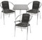 Mojawo® Bistrogarnitur 4-teilig Bistrotisch Aluminium eckig 60x60cm H70cm / 110 cm höhenverstellbar + 3 Stapelstühle Aluminium/Rattan Schwarz