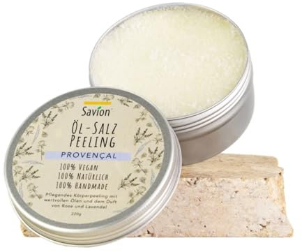 Savion Pflegendes Öl-Salz-Peeling mit Zitrusnoten | Tiefengereinigte & weiche Haut | Mandel & Jojoba Öl -Vegan - Made in Germany