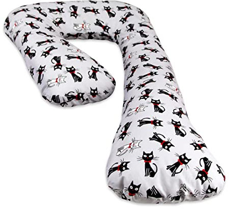 Velinda Schwangerschaftskissen Ruhekissen Kuschelkissen multifunktional groß bequem (Muster: Katzen V. 1)