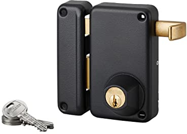 THIRARD Serrure Verticale en Applique Double Entrée à Tirage, Gauche, Noir | Axe 45 mm, 75x130 mm, 3 Clés, Entraxe 110 mm, Carré 7 mm, 1 Point de Fermeture, Acier, Finition Granit, Garantie 10 Ans