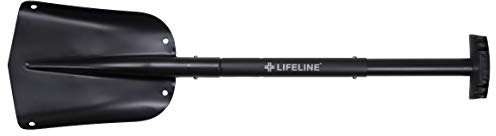 Lifeline, 4016, Pala multiuso in alluminio, 3 pezzi, design pieghevole, pala da neve perfetta per auto, campeggio e altre attività all'aperto, colore nero opaco