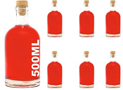 casavetro 6 x 500 ML Bouteilles en Verre vides 500 ML-couvercles en liège réutilisables Rechargeables-étanche à L'Air pour Sloe Gin Huile Bière Cidre Soda Vodka et Eau (6 x 500 ML