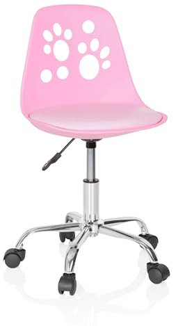 hjh OFFICE Chaise de Bureau pour Enfant Fancy I Fauteuil pivotant sans accoudoirs, Siège à roulettes avec Hauteur réglable, Rose 742004
