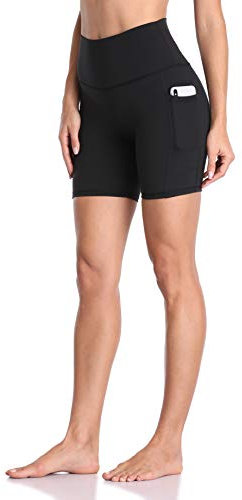 Colorfulkoala Radlerhose Damen mit Taschen Kurze Sporthose Kurze Leggings Hohe Taille Radlershorts für Yoga Gym Shorts Sommer (XL, Schwarz)