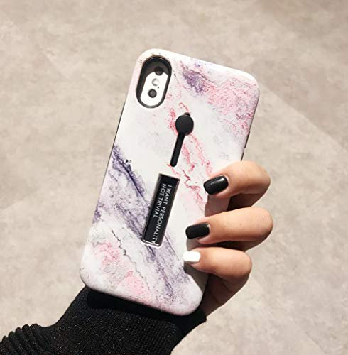 Omio for iPhone Xs Marble Case with Ring Grip Holder Kickstand Finger Circle Strap Shockproof Cover for iPhone X Loop Case Marble Stone Design Ultra Thin Smooth Anti-Scratch Case for iPhone Xs X 10