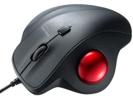 SANWA Wired Trackball Mouse, Silent Click Rollerball Mice, Thumb Control, 600/800/1200/1600 DPI, Ergonomic Computer Trackballs, Compatible with Mac, Laptop, Computer, Windows, Black