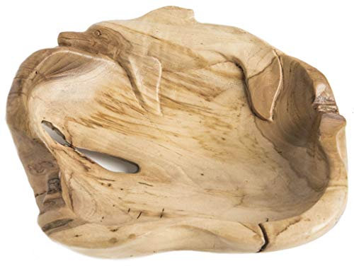 Windalf Delfin Geschenk Holzschale DELFA 33 cm Obst Holzschale Unikat Handarbeit Teakholz
