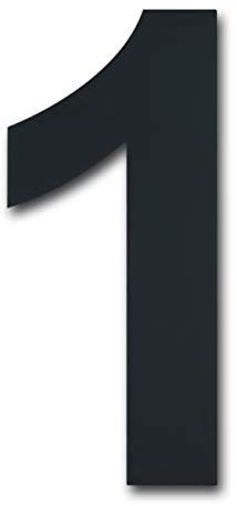 Número de casa moderna cepillada-4 pulgadas, altura 102 mm-acero inoxidable sólido 304, chapado en negro (Número 1 Uno)