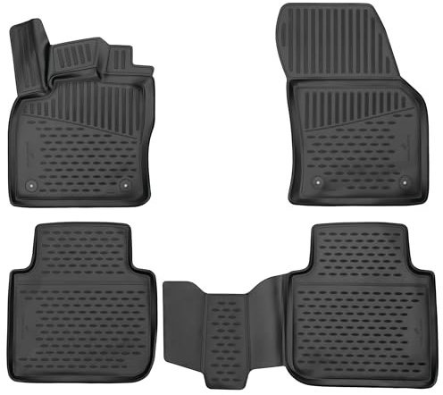 Walser XTR Gummi Fussmatten Auto für Skoda Kodiaq 10/2016-2023, 100% passgenaue Auto Fußmatten, robuste Universal Fußmatte Auto, Gummimatten Auto, Auto Fussmatten Gummi, Auto Gummimatten