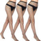 Libella 3 Piezas Medias de Rejilla para Mujer Medias de Rejilla Negras Medias de Rejilla de Cintura Alta elásticas Sexy Medias de Rejilla con red de malla pequeña 27220