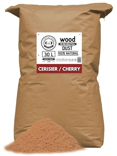 GRILLGOLD Sciure de Bois pour fumoir. Fumer Poisson, Viande, légumes. Sac Papier 30L Cerisier