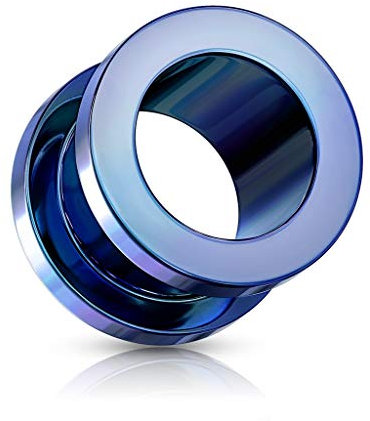 beyoutifulthings Ohr-Tunnel Blau Ohr-Piercing Edelstahl Ohr-Schmuck Screw Fit Flesh Plug Schraub-Verschluss 6mm