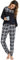 Vlazom Pyjama Femme Hiver Ensemble de Pyjama Longue Manche Vêtements de Nuit à Carreaux avec Poches Ensemble d'intérieur pour Noël，B-Bleu Foncé，S