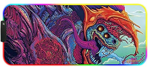 DORRISO RGB Tappetino per Mouse Gaming 900 x 400 x 3 mm XXL Grande Mouse Pad 12 LED Effetti Luce Superficie Liscio Computer PC e Laptop Tappetini per Mouse Bestia