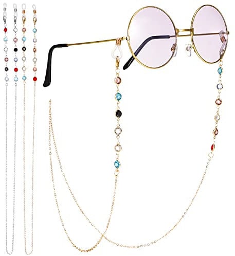 FANTESI 2 Pcs Eyeglasses Chain, Glasses Chain Bead Glasses Strap Spectacle Chain Glasses Cord Sunglasses Strap Lanyard Eyewear Strap for Women Sports