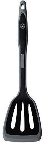Starchef Silicone Slotted Spatula Turner Heat Resistant Non-Stick Soft Anti-Slip Grip(Grey/Black)