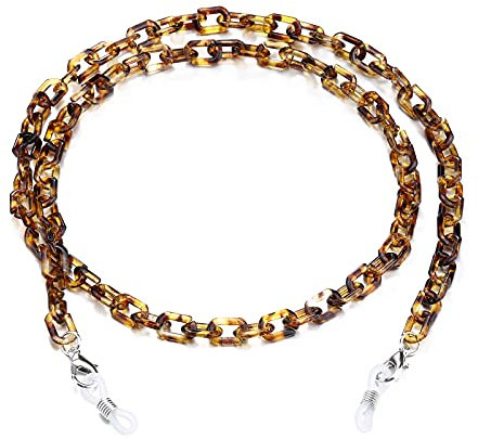 humlbird Brillenketten, Retro-Schildkröten-Maske, Schlüsselband, Acryl-Halter, Kordelketten für Damen und Herren - Braun - Klein