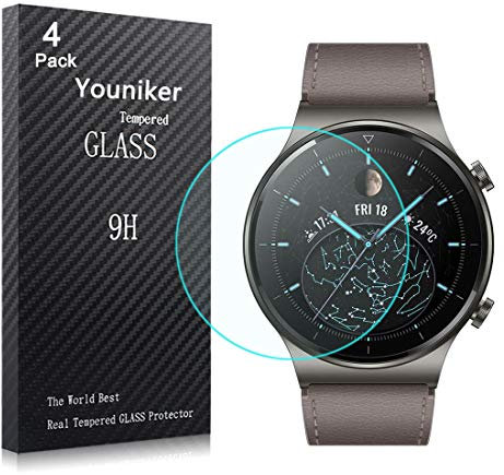 Youniker Protector de pantalla de cristal templado para Huawei GT 2 Pro Smartwatch Protector de pantalla anti-arañazos sin burbujas