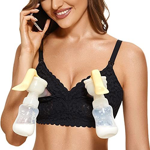 MOMANDA Damen Hände Freie Pump BH ohne bügel All in One Still BH Brustpumpen Schwarz 85D