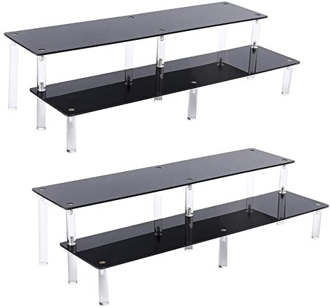 nbeads 2 Sets 2-Stöckiger Acryl Display ständer, 2-Stufiger Schwarzer Acryl-Riser-Cupcake-Ständer POP-Figurenständer Mit Display-Regal Für Handwerk Mit Aufbewahrungs-Display-Kollektion