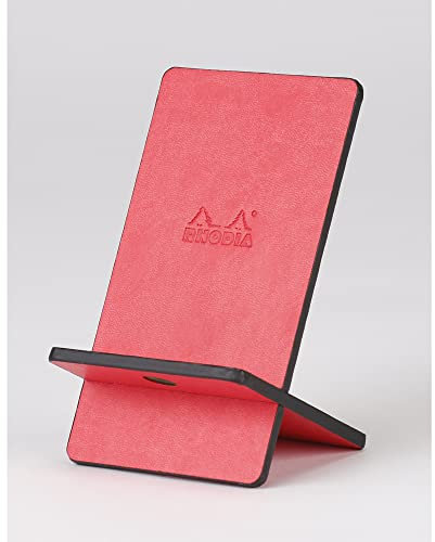 Rhodia 194431C - Handyständer Rhodiarama, elegant aus italienischem Kunstleder, 13x8x8,5 cm, Korallenrot, 1 Stück