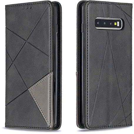 Posanter Funda para Samsung Galaxy S10, PU Cuero Flip Carcasa Fundas Móvil de Tapa Libro con Cierre Magnético, Tarjetero y Suporte, Capa Plegable Cartera, Flip Phone Cover Case (Negro)