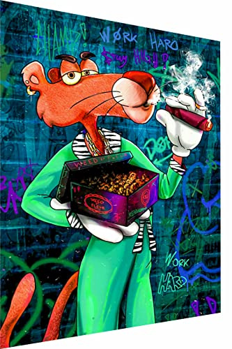 Magic Canvas Art Rosaroter Panther Kunst Pop Art Leinwandbild 1- teilig Hochwertiger Kunstdruck Wandbilder – B8140, Größe: 120 x 80 cm