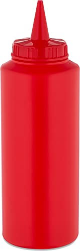 Sterling Ventures Plastic Squeezable Sauce Dispenser Coloured Squeeze Bottle 500ml (Red)