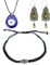 Soulnioi Palm Evil Eye Black Woven Adjustable Bracelet for Protection, Evil Eye Pendant Necklace Blue Eye Black Rope Chain and Vintage Owl Earrings Olive Green Diamond Pearl Drop Earrings