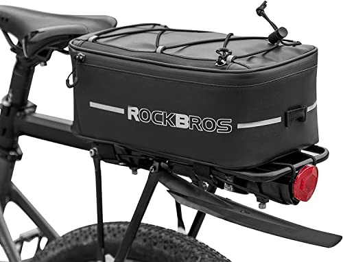 ROCKBROS wasserdichte Fahrrad Gepäckträgertasche Reflektierend | Fahrradtasche, Regenschutz, für Gepäckträger, 5,2–8 L, 249 g, Schwarz