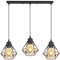 PETITES ECREVISSES 3 Flammige Pendelleuchte Industrie Hängelampe Schwarz Metall Pendellampe 16CM Design mit Hanfseil Deckenleuchte E27 Für Wohnzimmer Café Restaurant