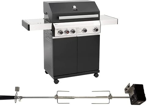 CosmoGrill Gas Barbecue 4+1 - Premium Black Range, Outdoor BBQ Grill with Sear & Ring Side Burner… (Barbecue & Rotisserie)