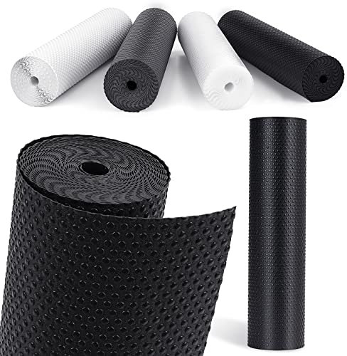 MooiFun Drawer Liners, Waterproof Shelf Liner, Anti-Slip Non-Adhesive BPA Free Kitchen Cupboard Cabinet Liner Refridge Fridge Mats Sink Protector Strong Durable for Home Office (Black/60cm×600cm)