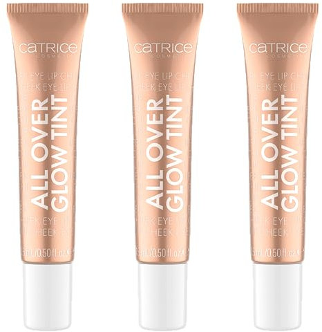 Catrice All Over Glow Tint, Highlighter, Nr. 030, Gold, aufhellend, schnelltrocknend, sofortiges Ergebnis, schimmernd, vegan, ölfrei, ohne Parfüm, ohne Alkohol, 3er Pack (3x15ml)