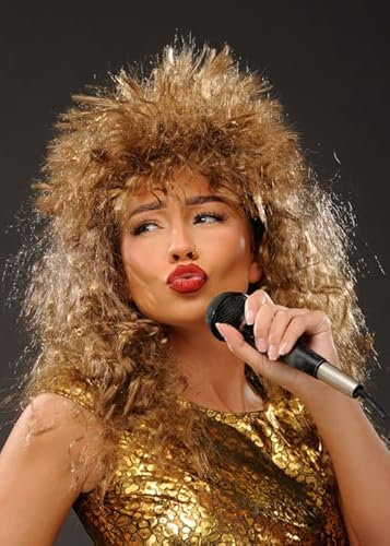 Struts Curly Brown Tina Turner Style Rock Star Wig