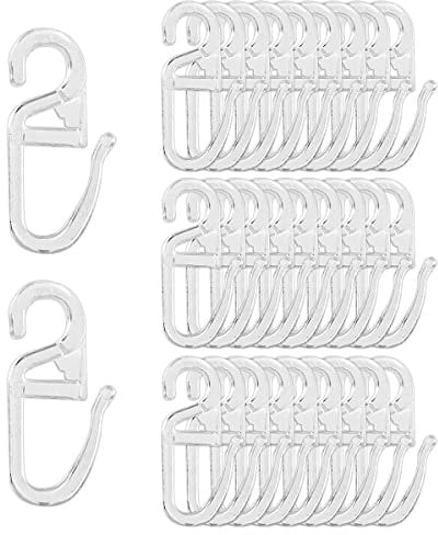 100 Stück Hochwertige Überklipshaken Gardinenhaken Zum Einhängen 31x15mm Transparent Gardinen Schienen Faltenlegehaken Vorhanghaken Kräuselband Haken Gardinengleiter Fensterhaken für Schienen
